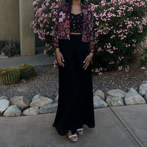 Pink and black three piece pant blazer Indian outfit